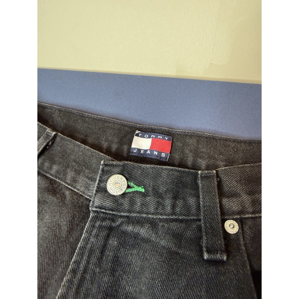 Vintage 90s Tommy Jeans Carpenter Jeans Mens 36x30 Faded Black Baggy Wide Leg - Picture 2 of 6